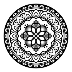 Mandala pattern black and white. Islam, Arabic, Pakistan, Moroccan, Turkish, Indian, Spain motifs