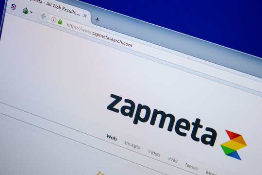 Ryazan, Russia - June 26, 2018: Homepage of ZapmetaSearch website on the display of PC. URL - ZapmetaSearch.com.