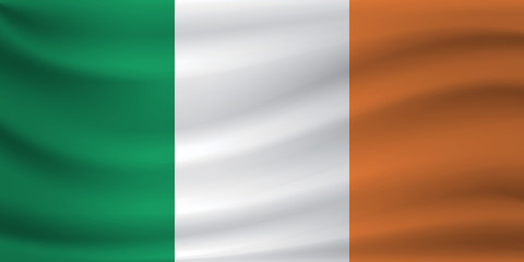 Obraz premium Waving flag of Ireland. Vector illustration