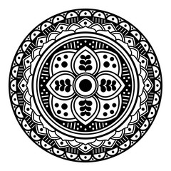 Mandala pattern black and white. Islam, Arabic, Pakistan, Moroccan, Turkish, Indian, Spain motifs