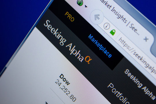 Ryazan, Russia - June 26, 2018: Homepage of SeekingAlpha website on the display of PC. URL - SeekingAlpha.com.