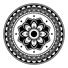 Mandala pattern black and white. Islam, Arabic, Pakistan, Moroccan, Turkish, Indian, Spain motifs