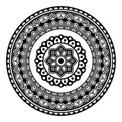 Mandala pattern black and white. Islam, Arabic, Pakistan, Moroccan, Turkish, Indian, Spain motifs
