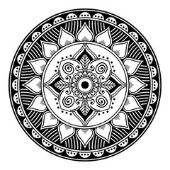 Mandala pattern black and white. Islam, Arabic, Pakistan, Moroccan, Turkish, Indian, Spain motifs
