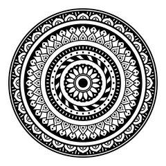 Mandala pattern black and white. Islam, Arabic, Pakistan, Moroccan, Turkish, Indian, Spain motifs