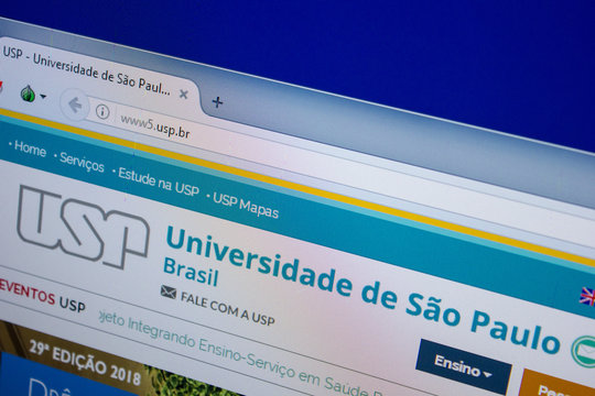 Ryazan, Russia - June 26, 2018: Homepage of USP website on the display of PC. URL - USP.br.