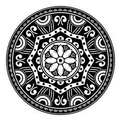 Mandala pattern black and white. Islam, Arabic, Pakistan, Moroccan, Turkish, Indian, Spain motifs
