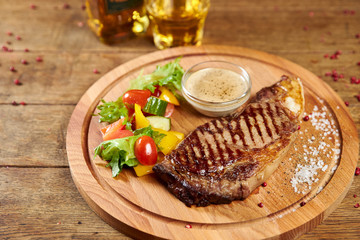 grilled beef steak with vegetables