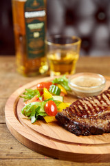 grilled beef steak with vegetables