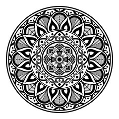 Mandala pattern black and white. Islam, Arabic, Pakistan, Moroccan, Turkish, Indian, Spain motifs