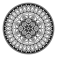 Mandala pattern black and white. Islam, Arabic, Pakistan, Moroccan, Turkish, Indian, Spain motifs