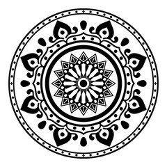 Mandala pattern black and white. Islam, Arabic, Pakistan, Moroccan, Turkish, Indian, Spain motifs