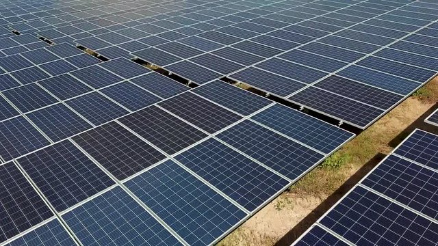 Solar panels in a field of Vietnam