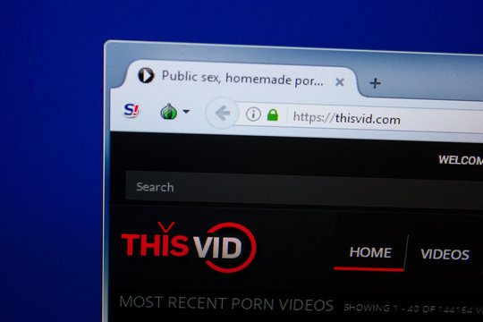 Ryazan, Russia - June 26, 2018: Homepage of ThisVid website on the display of PC. URL - ThisVid.com.