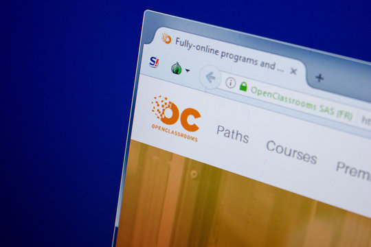 Ryazan, Russia - June 26, 2018: Homepage of OpenClassrooms website on the display of PC. URL - OpenClassrooms.com.