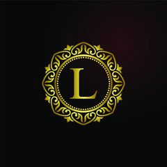 Luxury logo concept letter L in vector for restaurant, royalty, boutique, hotel, jewelry, fashion, cosmetic