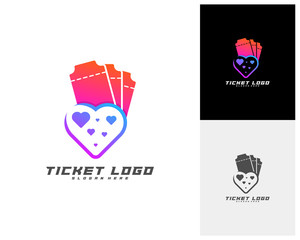 Love Ticket Creative logo concepts, abstract colorful icons, elements and symbols, template - Vector