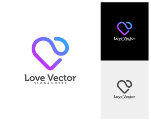 Love Heart Creative logo concepts, abstract colorful icons, elements and symbols, template - Vector