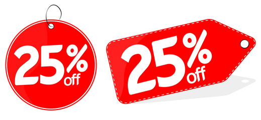 Sale 25% off, discount banner design template, promo tag, vector illustration