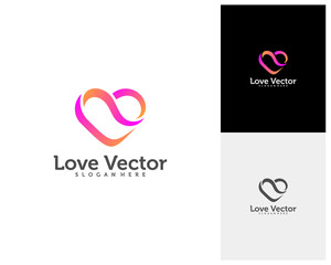 Love Heart Creative logo concepts, abstract colorful icons, elements and symbols, template - Vector