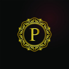 Luxury logo concept letter P in vector for restaurant, royalty, boutique, hotel, jewelry, fashion, cosmetic