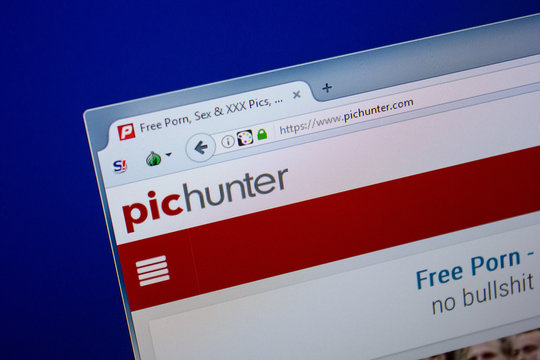 Ryazan, Russia - June 26, 2018: Homepage of PicHunter website on the display of PC. URL - PicHunter.com.