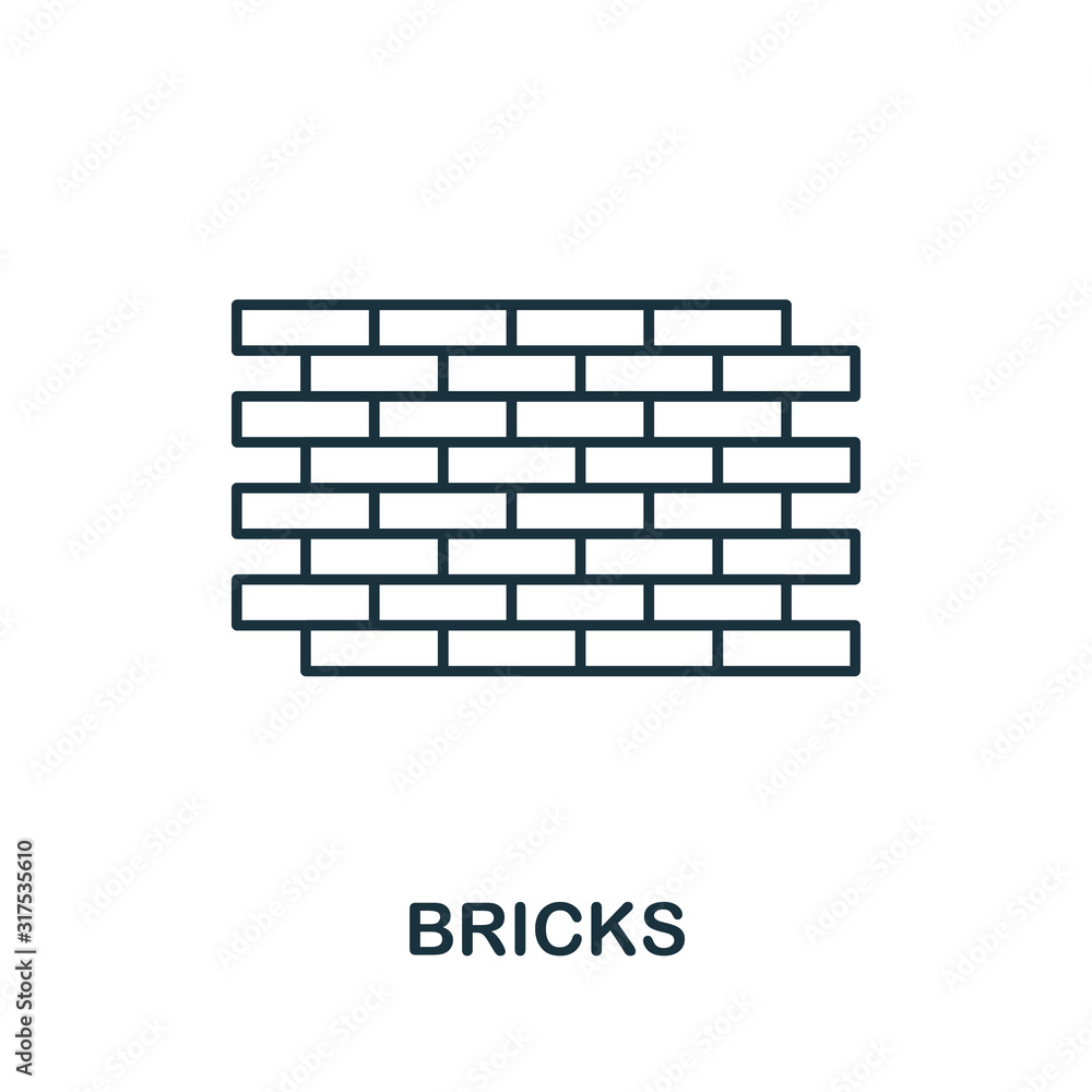 Poster bricks line icon. thin style element from construction tools icons collection. outline bricks icon f