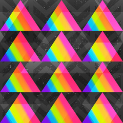 Rainbow triangles seamless pattern.