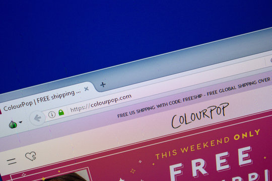 Ryazan, Russia - June 26, 2018: Homepage of Colourpop website on the display of PC. URL - Colourpop.com.