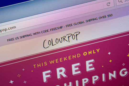 Ryazan, Russia - June 26, 2018: Homepage of Colourpop website on the display of PC. URL - Colourpop.com.