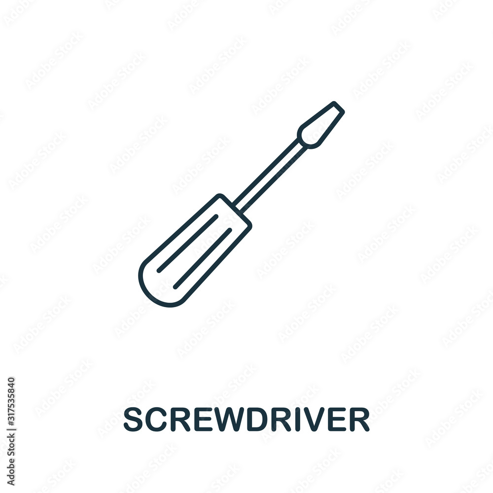 Aufkleber screwdriver line icon. thin style element from construction tools icons collection. outline screwdri