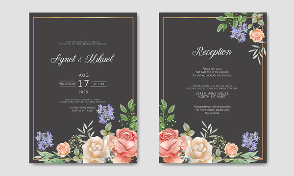 beautiful and romantic flower wedding invitation