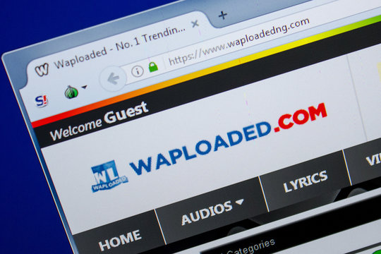 Ryazan, Russia - June 26, 2018: Homepage of Waploaded website on the display of PC. URL - Waploaded.com.