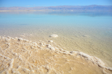View of the Dead Sea coastline. Israel, Ein Bokek resort