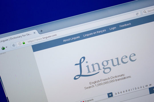 Ryazan, Russia - June 26, 2018: Homepage of Linguee website on the display of PC. URL - Linguee.com.