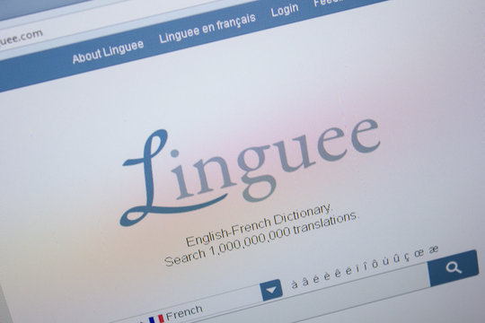 Ryazan, Russia - June 26, 2018: Homepage of Linguee website on the display of PC. URL - Linguee.com.