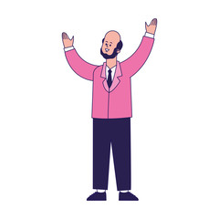 cartoon businessman with arms up