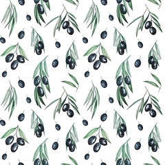  Hand-drawn watercolor, olives set and patterns. suitable for corporate identity, cards, stationery
