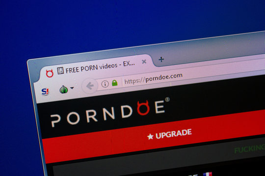 Ryazan, Russia - June 26, 2018: Homepage of PornDoe website on the display of PC. URL - PornDoe.com.