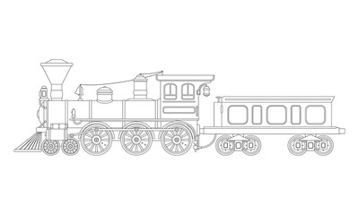 Contour vintage steam locomotive in retro style