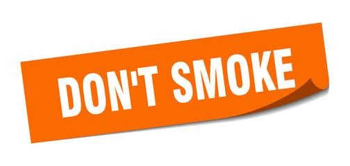 don't smoke sticker. don't smoke square sign. don't smoke. peeler