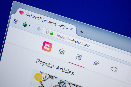 Ryazan, Russia - June 26, 2018: Homepage of Weheartit website on the display of PC. URL - Weheartit.com.