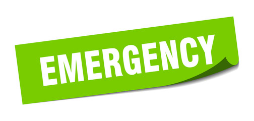 emergency sticker. emergency square sign. emergency. peeler