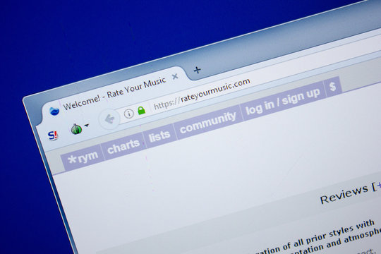 Ryazan, Russia - June 26, 2018: Homepage of RateYourMusic website on the display of PC. URL - RateYourMusic.com.