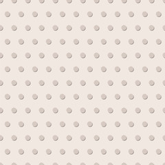 3D polka dots seamless vector pattern. Embossed circles repeating background. Pinkish grey. Use for backgrounds, fabrics, surface pattern design