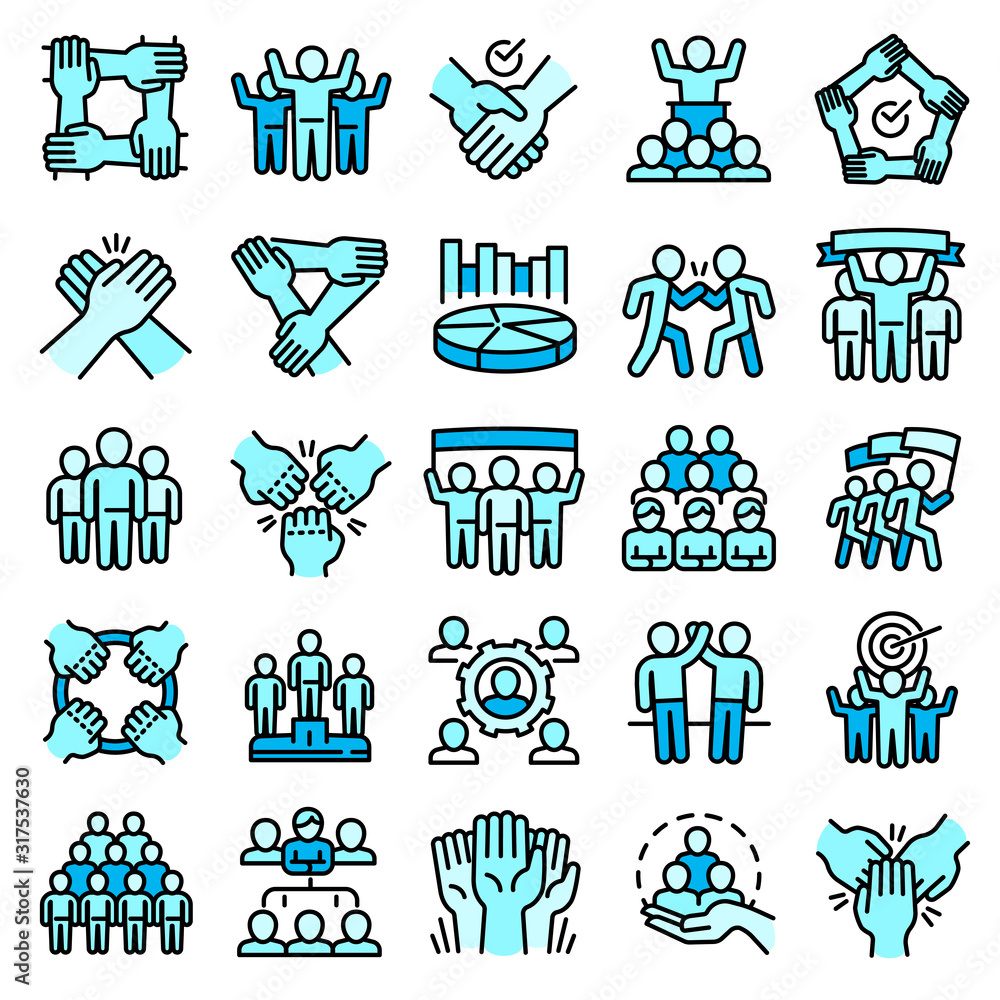 Poster cohesion icons set. outline set of cohesion vector icons for web design isolated on white background