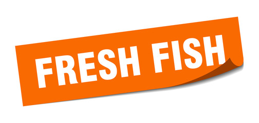 fresh fish sticker. fresh fish square sign. fresh fish. peeler