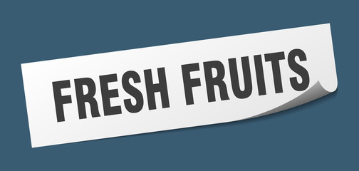 fresh fruits sticker. fresh fruits square sign. fresh fruits. peeler