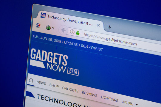 Ryazan, Russia - June 26, 2018: Homepage of GadgetsNow website on the display of PC. URL - GadgetsNow.com.