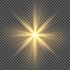 Sun isolated on transparent background. Vector illustration.